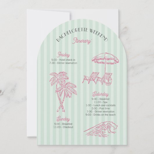 Green Palm Springs Pastel Beach Junggeselinnen-Abs Einladung (Rückseite)