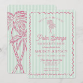 Green Palm Springs Pastel Beach Junggeselinnen-Abs Einladung (Vorne/Hinten)