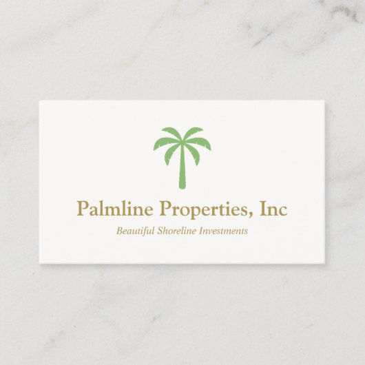 Green Palm Tree Beach Front Real Anwesen Telefonnummerkarte (Vorderseite)