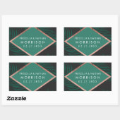 Green Palm Tree Blätter Black Rose Gold Hochzeit Rechteckiger Aufkleber (Blatt)