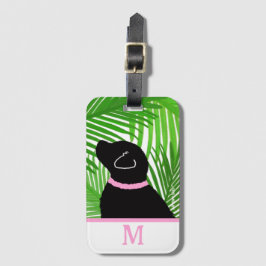 Green Palm Tree Island Black Dog Gepäckträger Gepäckanhänger