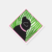 Green Palm Tree Island Black Dog Napkins Serviette (Ecke)