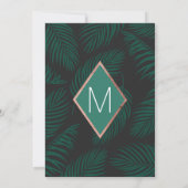 Green Palm Tree Leaf Black Rose Gold Bachelorette Einladung (Rückseite)