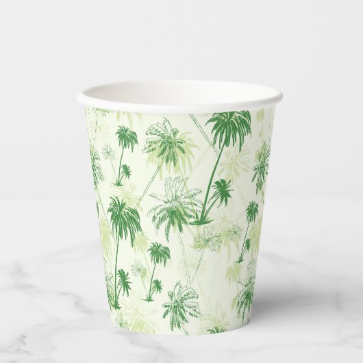 Green Palm Tree Muster Pappbecher (Vorderseite)