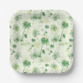 Green Palm Tree Muster Pappteller (Vorderseite)