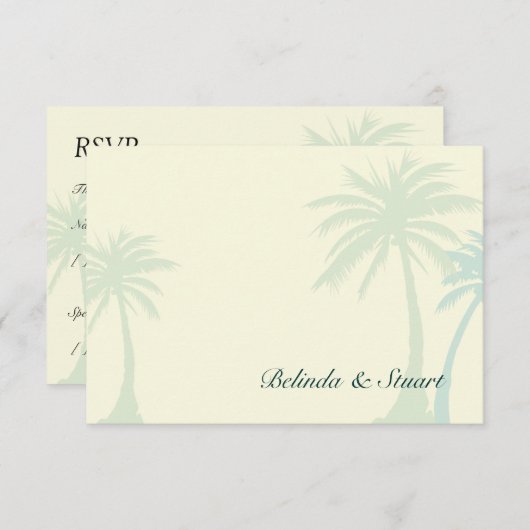 Green Palm Tree Wedding RSVP - keine Grenze (Vorne/Hinten)