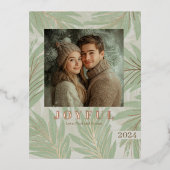 Green Palm Tree Weihnachten Folien Feiertagspostkarte (Vorderseite)