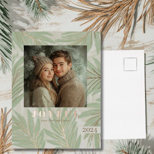 Green Palm Tree Weihnachten Folien Feiertagspostkarte