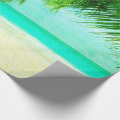 Green Palm Trees on Beach Blue Sea & Sky Geschenkpapier (Ecke)