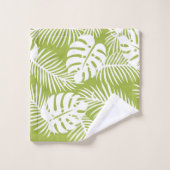 Green Palm Verlasse Regenwaldmuster Badhandtuch Set (Waschlappen)