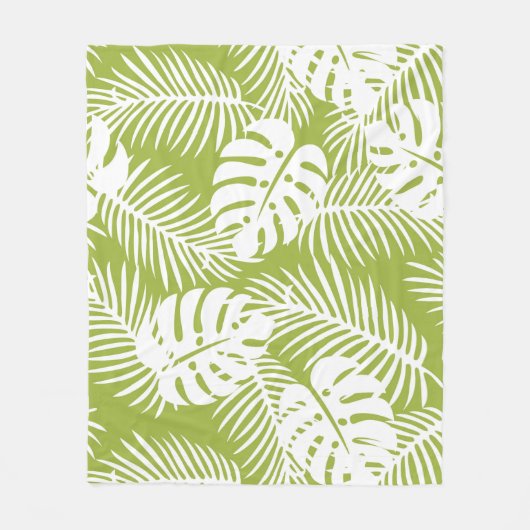 Green Palm Verlasse Regenwaldmuster Fleecedecke (Vorderseite)