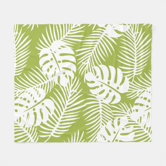 Green Palm Verlasse Regenwaldmuster Fleecedecke (Vorderseite (Horizontal))