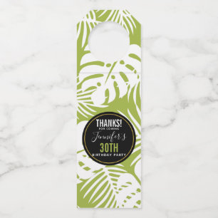 Green Palm Verlasse Regenwaldmuster Geburtstag Flaschenanhänger