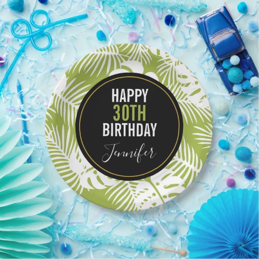 Green Palm Verlasse Regenwaldmuster Geburtstag Pappteller (Party)