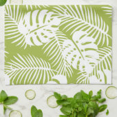 Green Palm Verlasse Regenwaldmuster Geschirrtuch (Gefaltet)
