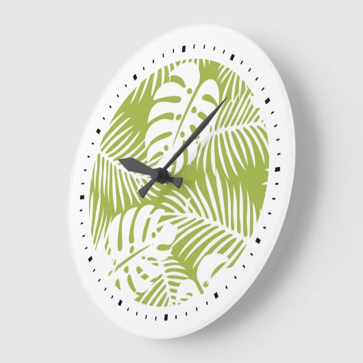 Green Palm Verlasse Regenwaldmuster Große Wanduhr (Winkel)