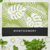 Green Palm Verlasse Regenwaldmuster Personalisiert Geschirrtuch (Gefaltet)