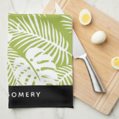 Green Palm Verlasse Regenwaldmuster Personalisiert Geschirrtuch (Viertel Falte)