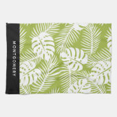 Green Palm Verlasse Regenwaldmuster Personalisiert Geschirrtuch (Horizontal)
