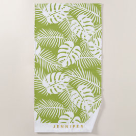 Green Palm Verlasse Regenwaldmuster Personalisiert Strandtuch