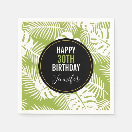 Green Palm Verlasse Regenwaldmuster Serviette (Vorderseite)