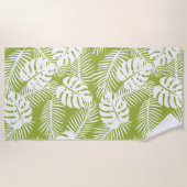 Green Palm Verlasse Regenwaldmuster Strandtuch (Vorderseite)