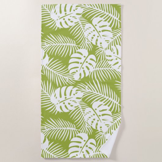 Green Palm Verlasse Regenwaldmuster Strandtuch (Vorderseite)