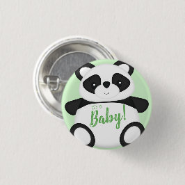 Green Panda Bear Baby Dusche Button