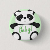 Green Panda Bear Baby Dusche Button (Vorderseite)