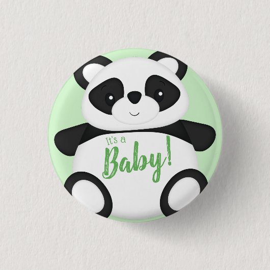 Green Panda Bear Baby Dusche Button (Vorderseite)
