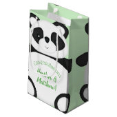Green Panda Bear Baby Dusche Kleine Geschenktüte (Rückseite Schrägansicht)