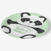 Green Panda Bear Baby Dusche Pappteller (Schrägansicht)