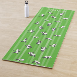 Green Panda Yoga Mat Custom Name on Both Sides Yogamatte