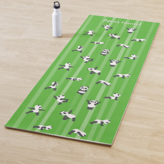 Green Panda Yoga Mat Custom Name on Both Sides Yogamatte