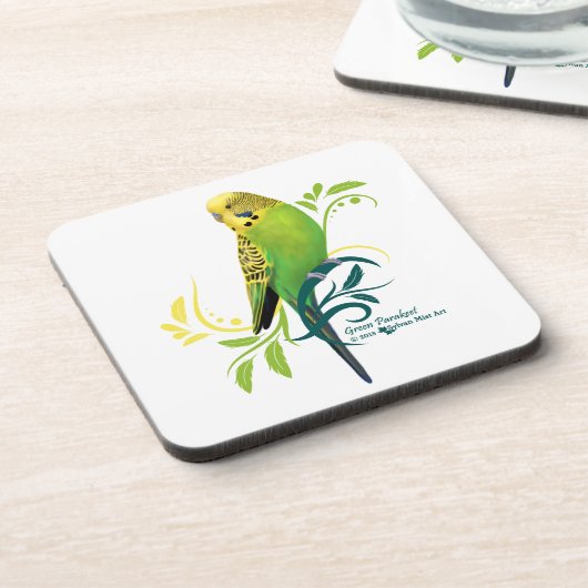 Green Parakeet Getränkeuntersetzer (Linke Seite)