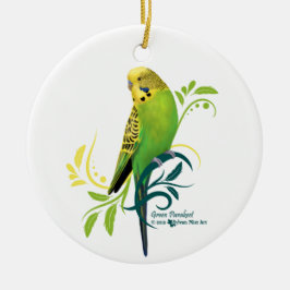 Green Parakeet Keramik Ornament