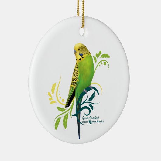 Green Parakeet Keramik Ornament (Rechts)