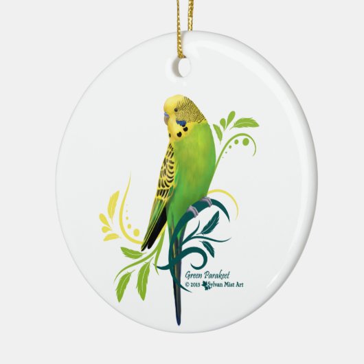 Green Parakeet Keramik Ornament (Links)