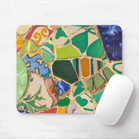 Green Parc Guell Tiles in Barcelona Spanien Mousepad (Mit Mouse)