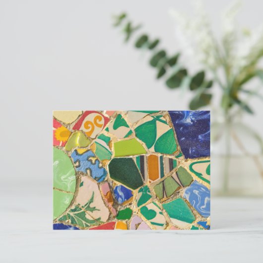 Green Parc Guell Tiles in Barcelona Spanien Postkarte (Stehend Vorderseite)
