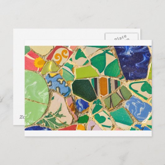 Green Parc Guell Tiles in Barcelona Spanien Postkarte (Vorne/Hinten)