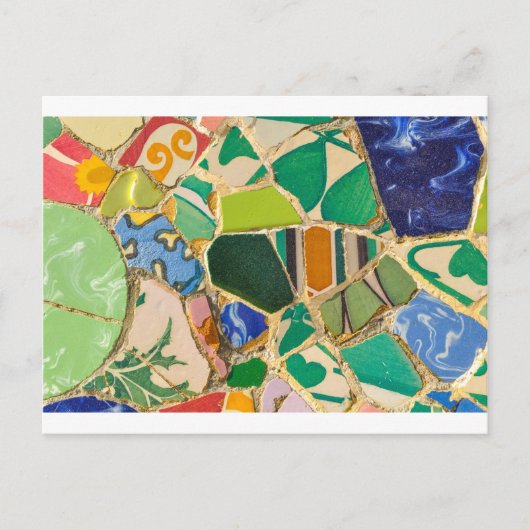 Green Parc Guell Tiles in Barcelona Spanien Postkarte (Vorderseite)