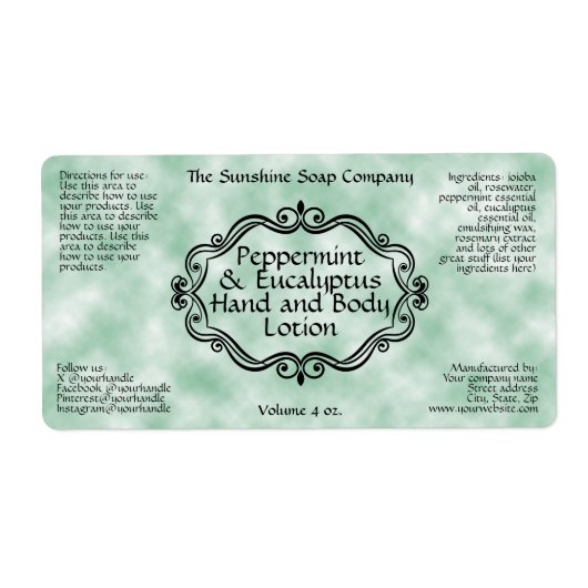Green parchment vintage frame cosmetic label (Vorne)