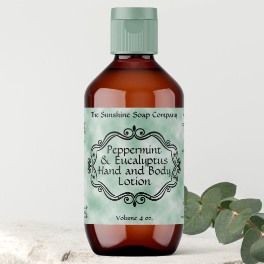Green parchment vintage frame cosmetic label
