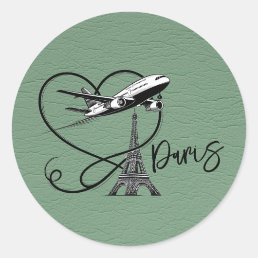 Green Paris Passport Runder Aufkleber (Vorderseite)