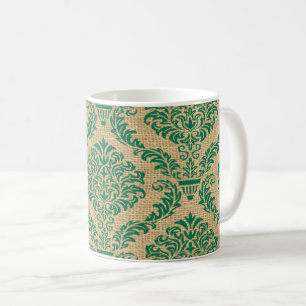Green Parisian Moods Damask Coffee Tasse
