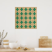 Green Parisian Moods Fleur de Lys Pattern Poster (Küche)