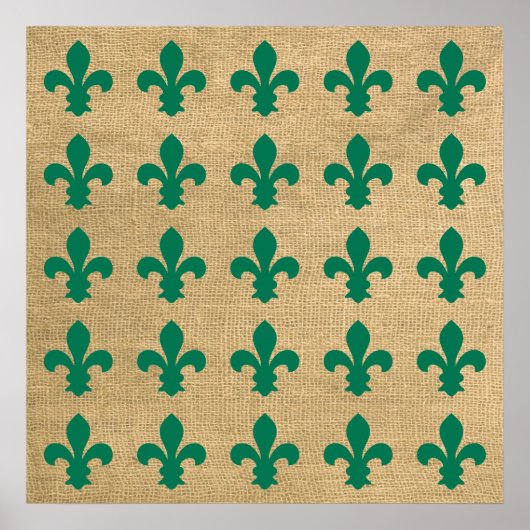 Green Parisian Moods Fleur de Lys Pattern Poster (Vorne)