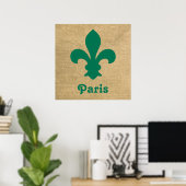 Green Parisian Moods Fleur de Lys Poster (Heimbüro)