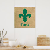 Green Parisian Moods Fleur de Lys Poster (Küche)